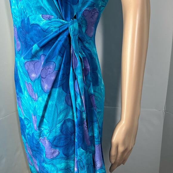 Vintage Spenser Jeremy Floral Print Silk Mini Faux Wrap Cocktail Dress - Picture 7 of 15
